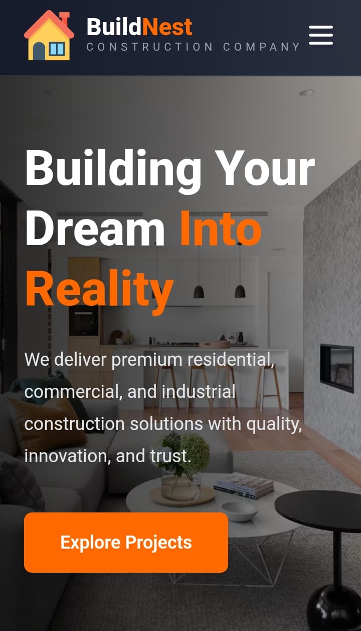 BuildNest – Modern Construction Company Website gallery image 1