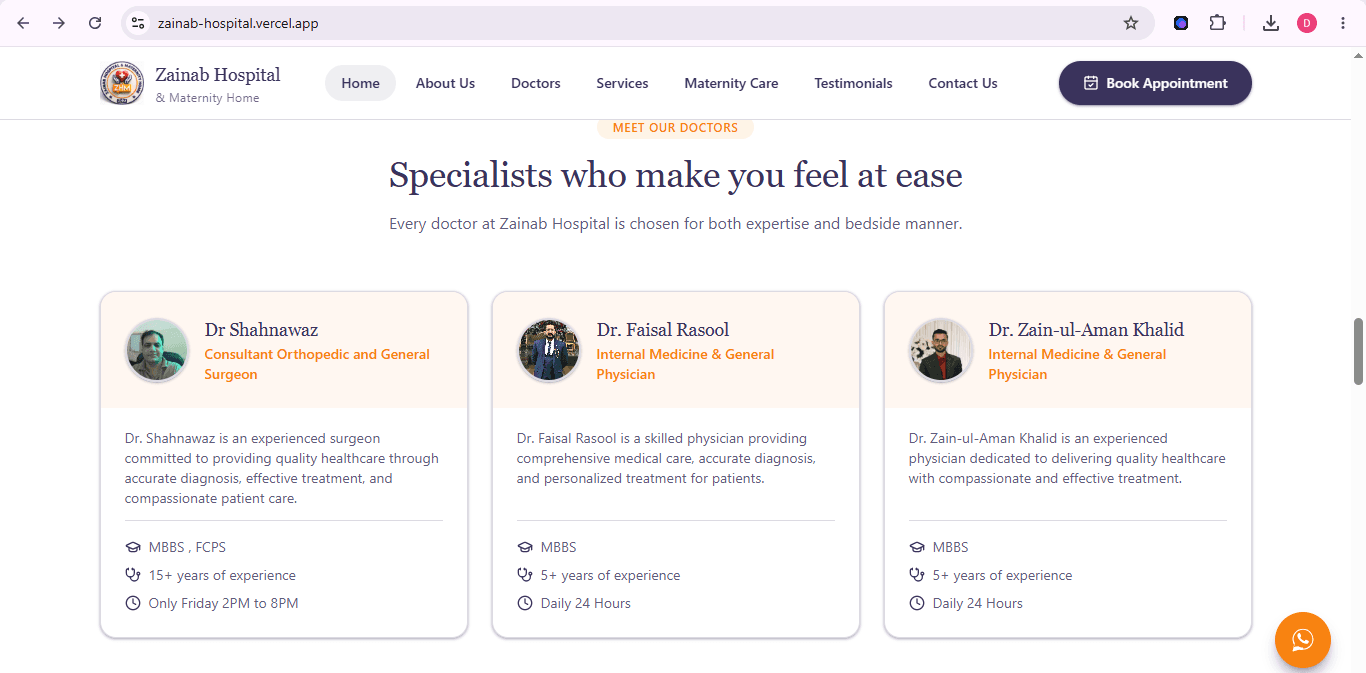 Zainab Hospital & Maternity Home — Website & Admin Platform gallery image 3