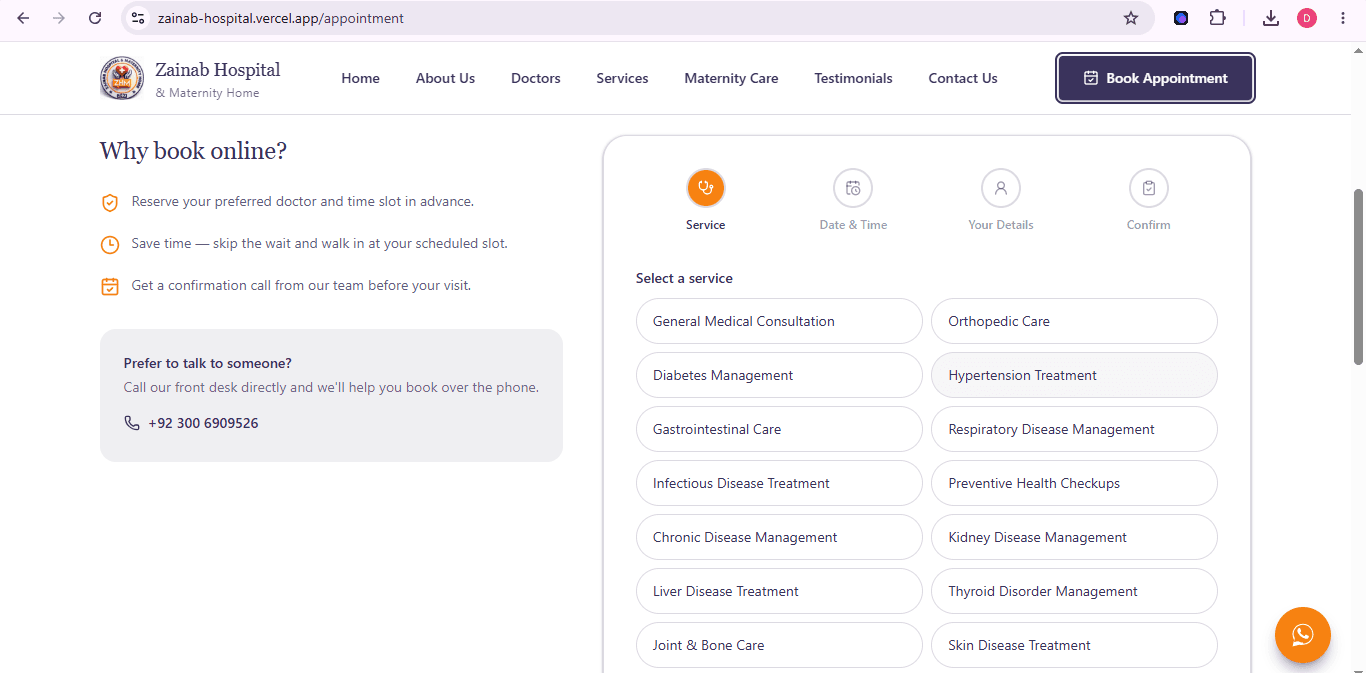 Zainab Hospital & Maternity Home — Website & Admin Platform gallery image 7